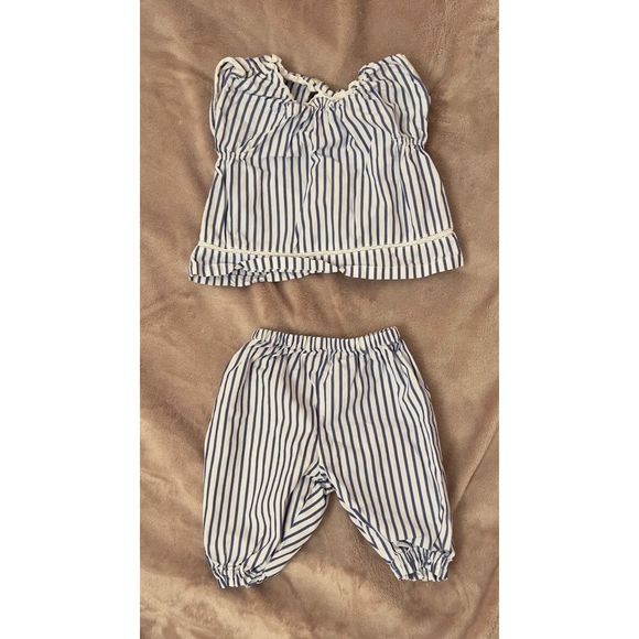 Victoria Beckham for Target Baby Blue Stripe Poplin Tank Top and Capri Set - Picture 1 of 4